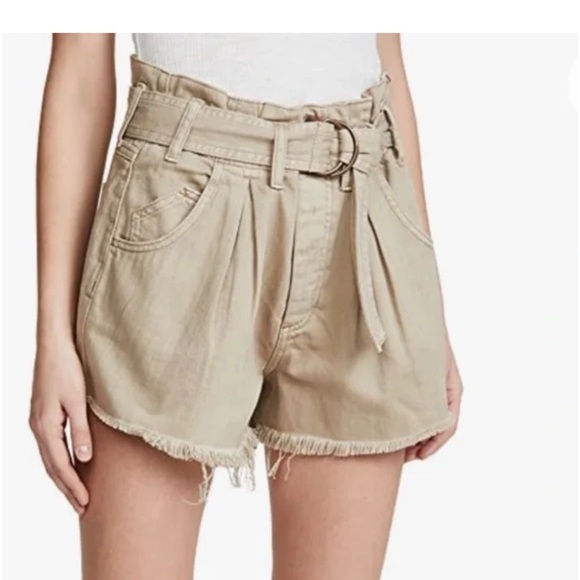 We The Free Pants - NWT FREE PEOPLE - See You Sometime Paperbag Safari Shorts Salt Marsh Size Large